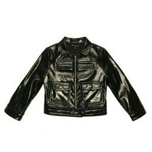 Express crop vinyl shiny faux leather jacket XS